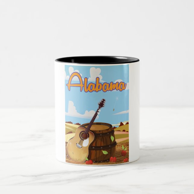 Alabama vintage travel poster Two-Tone coffee mug (Center)