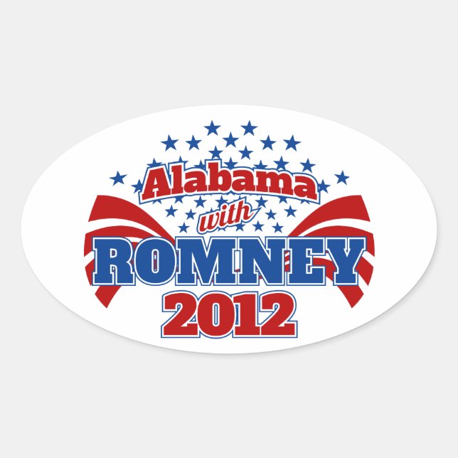 Alabama with Romney 2012 Oval Sticker (Front)