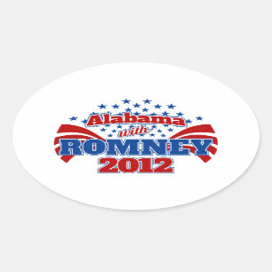Alabama with Romney 2012 Oval Sticker