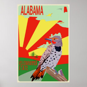 Alabama, Yellowhammer State, Travel Poster