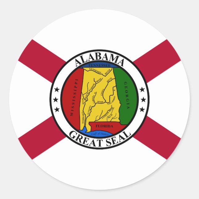 Alabamian Flag & Seal, Flag of Alabama Classic Round Sticker (Front)