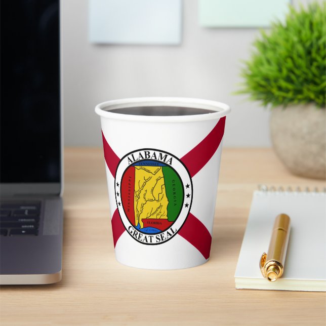 Alabamian Flag & Seal, Flag of Alabama Paper Cups (Insitu)