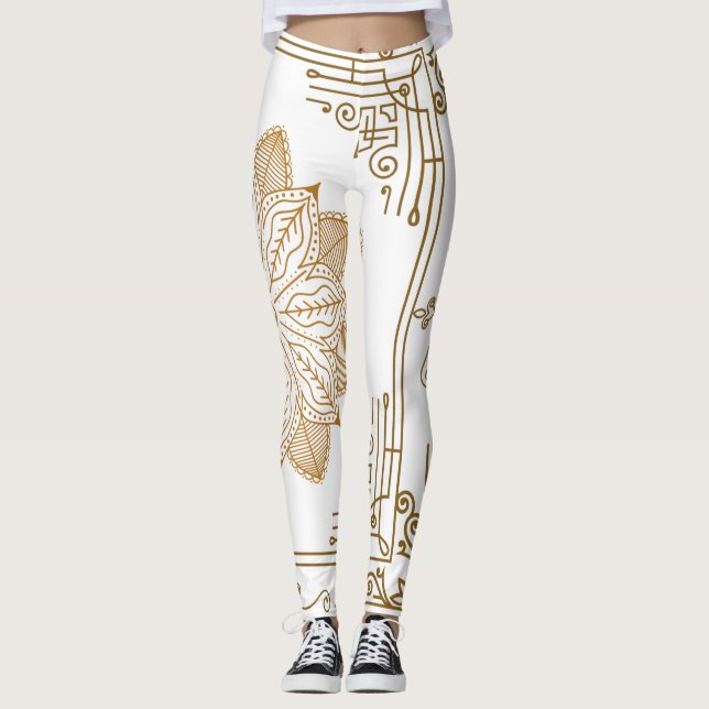 ”Alabaster” Art Nouveau Leggings (Front)