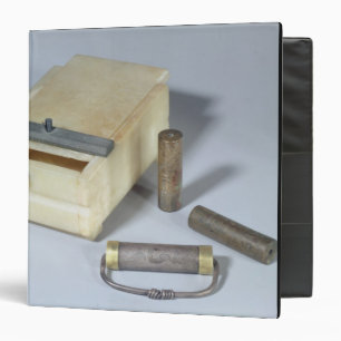 Alabaster box and bronze and silver seal cylinders binder