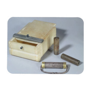 Alabaster box and bronze and silver seal cylinders magnet