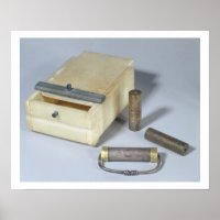 Alabaster box and bronze and silver seal cylinders