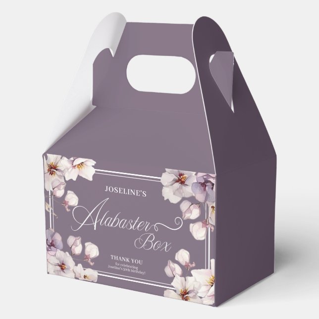Alabaster Box Purple Birthday Favour Box  (Front)