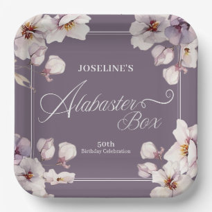 Alabaster Box Purple Birthday Paper Plate