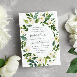 Alabaster Floral Frame Wedding Invitation<br><div class="desc">Our Alabaster wedding invitation surrounds your wedding day details with an oval frame of painted watercolor greenery,  botanical foliage and white rose and peony flowers.</div>