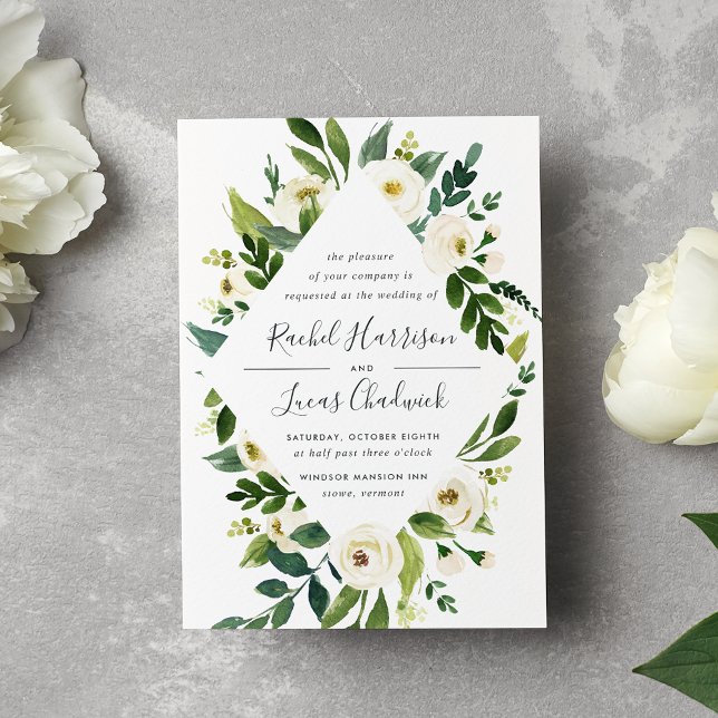 Alabaster Floral Frame Wedding Invitation (Creator Uploaded)