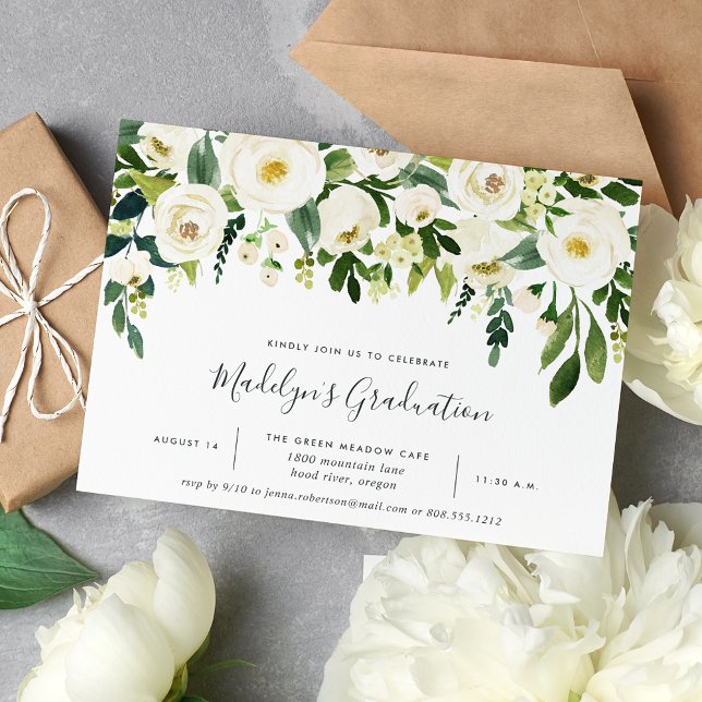 Alabaster Floral Graduation Party Invitation (Creator Uploaded)