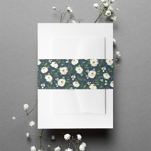 Alabaster Floral Pattern Invitation Belly Band