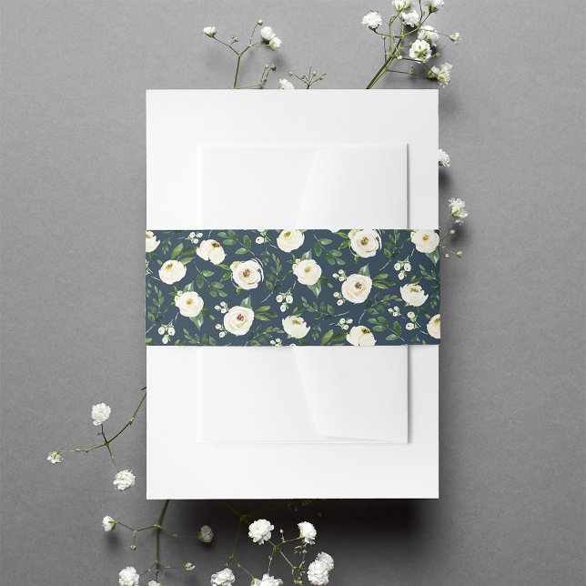 Alabaster Floral Pattern Invitation Belly Band (Creator Uploaded)