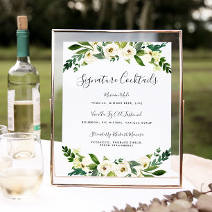 Alabaster Floral Signature Cocktail Menu Sign