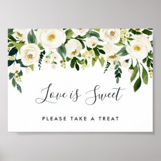 Alabaster Floral Wedding Dessert Bar Sign