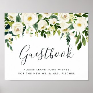 Alabaster Floral Wedding Guestbook Sign