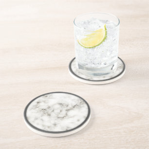 Alabaster Obsidian Pewter Rim marble coasters