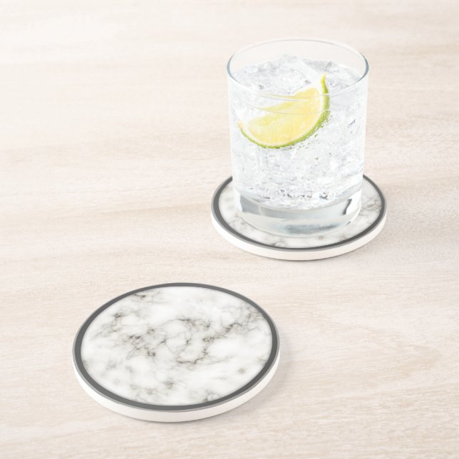 Alabaster Obsidian Pewter Rim marble coasters (Side)