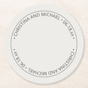 Alabaster • Simple Wedding Round Paper Coaster