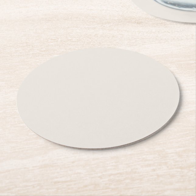 Alabaster Solid Colour Customize It Round Paper Coaster (Angled)