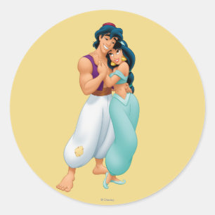 Aladdin and Jasmine Hugging 2 Classic Round Sticker