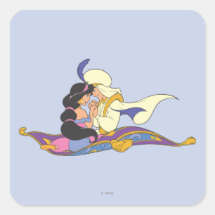 Aladdin and Jasmine on Magic Carpet Square Sticker