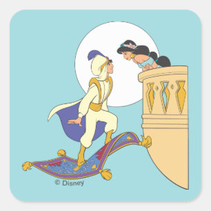 Aladdin and Jasmine Square Sticker