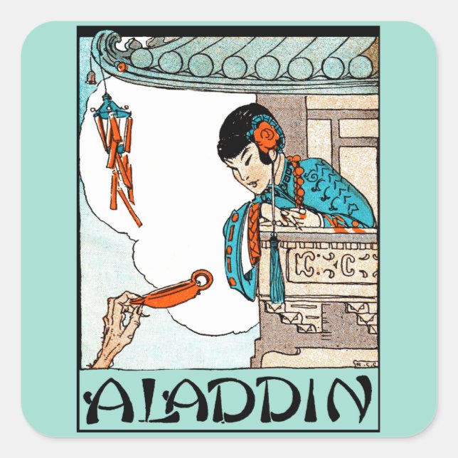 Aladdin Chinese Vintage Magic Lantern  Square Sticker (Front)
