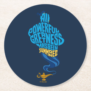 Aladdin   Genie - All Powerful Greatness Round Paper Coaster