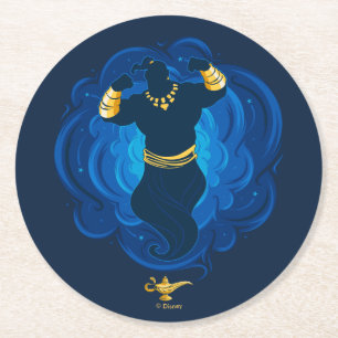 Aladdin Genie Emerging From Lamp Round Paper Coaster