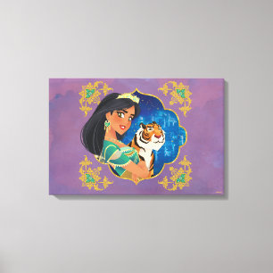 Aladdin   Jasmine And Raja Jewelled Graphic Canvas Print