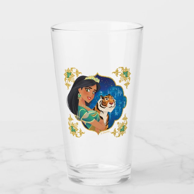 Aladdin | Jasmine And Raja Jewelled Graphic Glass (Front)