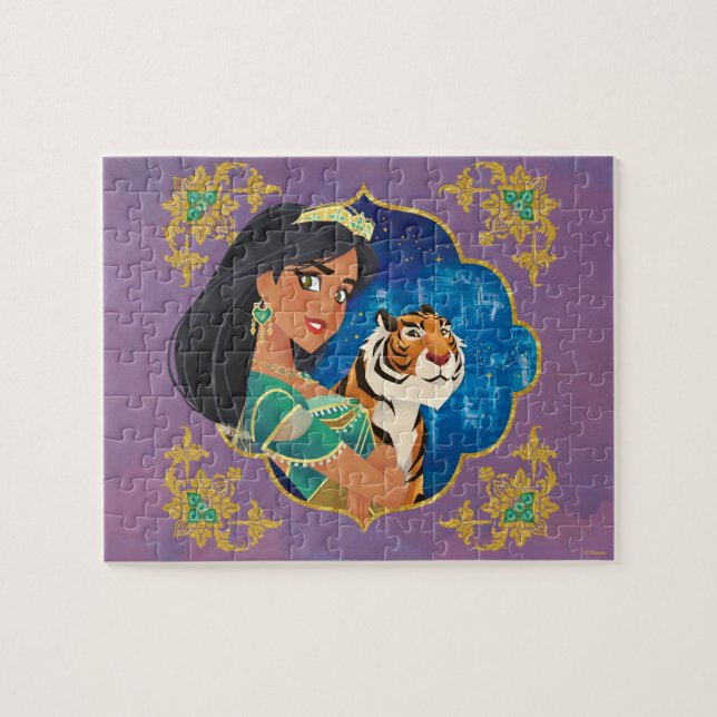 Aladdin | Jasmine And Raja Jewelled Graphic Jigsaw Puzzle (Horizontal)