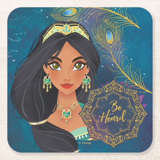 Aladdin | Jasmine "Be Heard" Square Paper Coaster (Front)