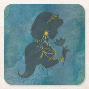 Aladdin   Jasmine Gilded Silhouette Square Paper Coaster