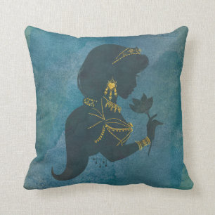 Aladdin   Jasmine Gilded Silhouette Throw Pillow
