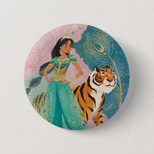 Aladdin   Jasmine & Raja "Never Underestimate Me" 2 Inch Round Button