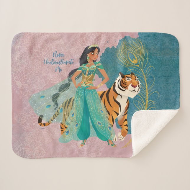 Aladdin | Jasmine & Raja "Never Underestimate Me" Sherpa Blanket (Front (Horizontal))