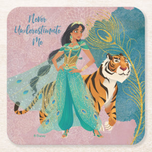 Aladdin   Jasmine & Raja "Never Underestimate Me" Square Paper Coaster