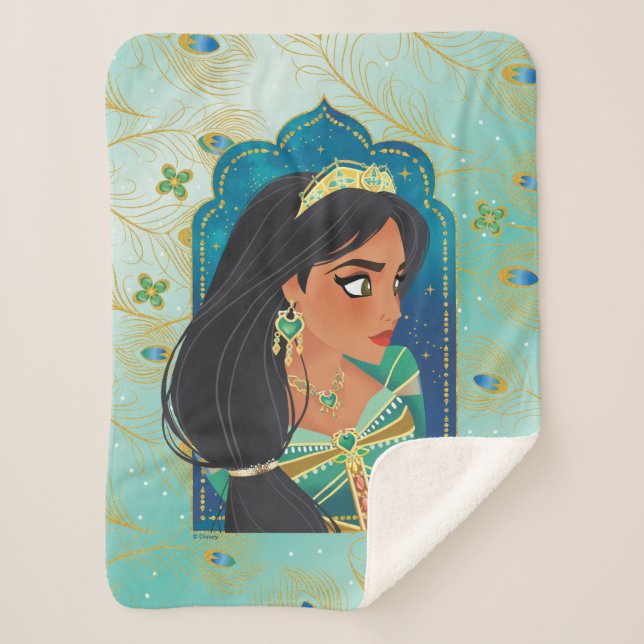 Aladdin | Jasmine Side Profile Graphic Sherpa Blanket (Front)