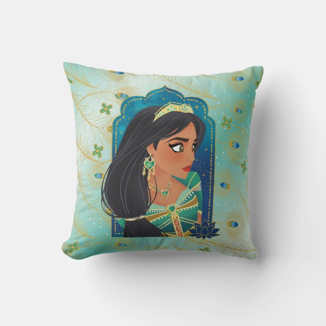 Aladdin | Jasmine Side Profile Graphic Throw Pillow (Front)