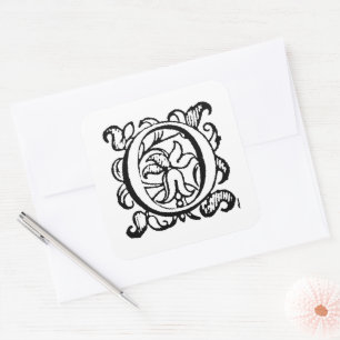 Aladdin O'Brien Monogram Letter O on White Square Sticker