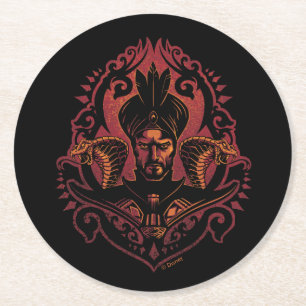 Aladdin Ornate Jafar & Cobras Graphic Round Paper Coaster