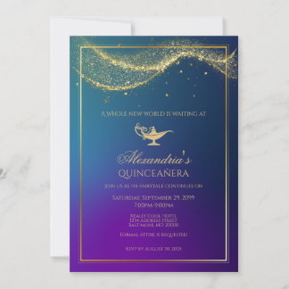 Aladdin Quinceanera Birthday Invitation Magic Lamp