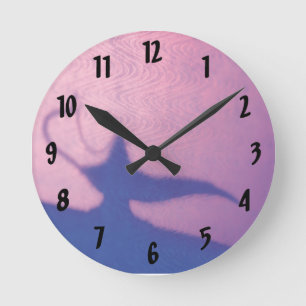 Aladdin's Lamp Pink and Purple Round Clock