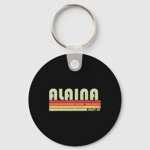 Alaina Gift Name Personalized Retro Vintage 80s 90 Keychain
