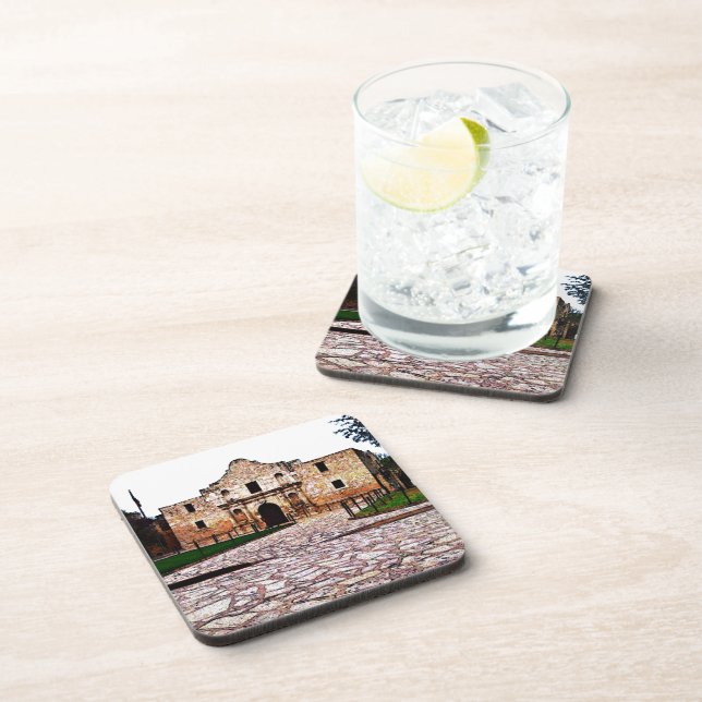 Alamo Hard Plastic coasters w cork back - set of 6 (Right Side)
