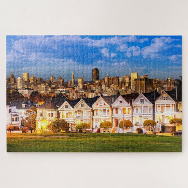 Alamo Square At Twilight Jigsaw Puzzle (Horizontal)