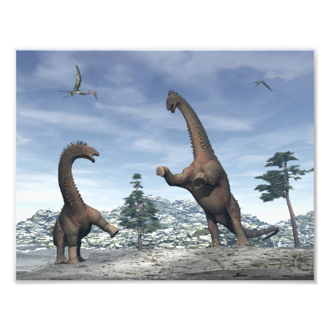 Alamosaurus dinosaurs fight - 3D render Photo Print (Front)