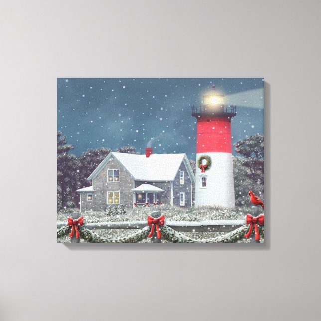 Alan Giana "Nauset Light Christmas" Canvas Print (Front)